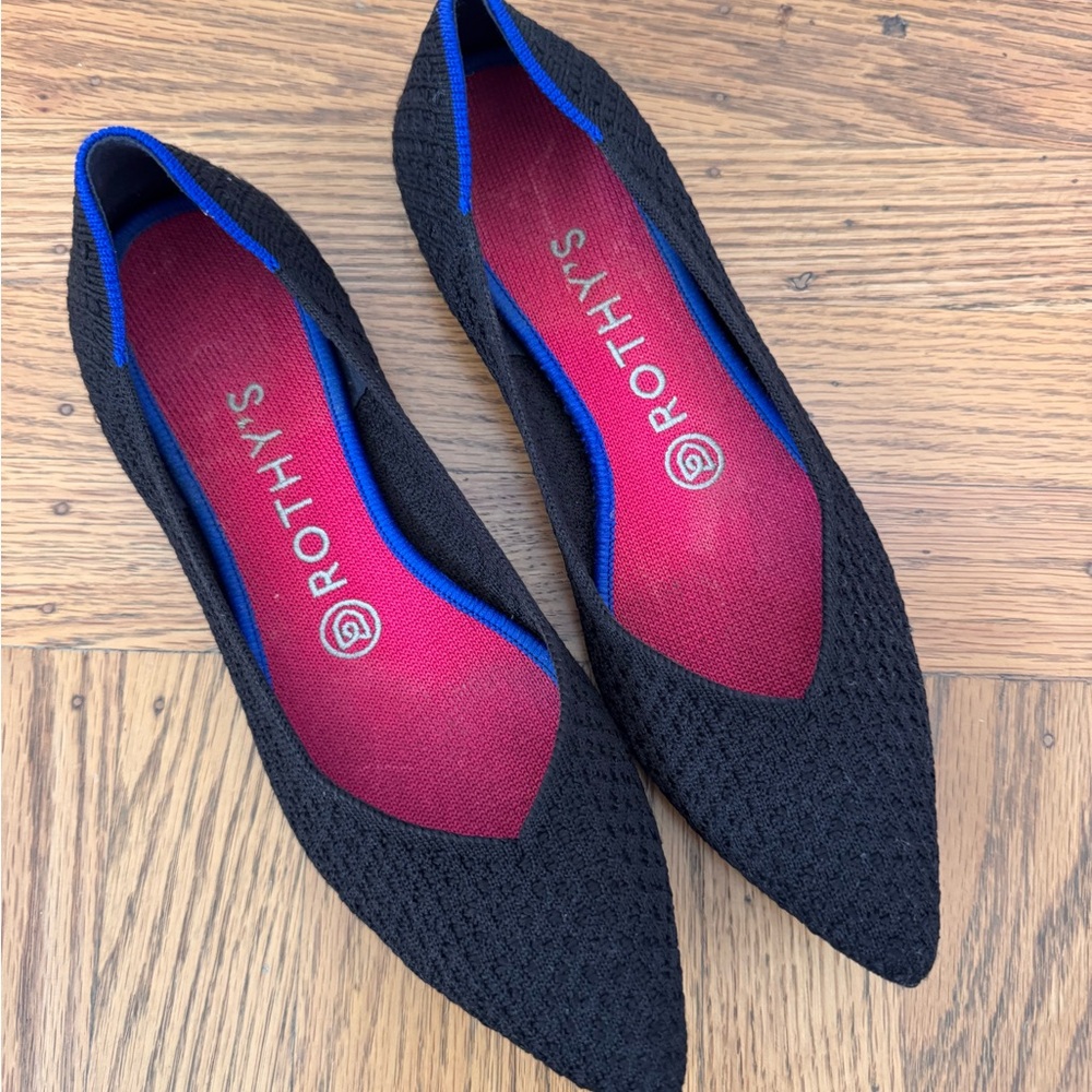 Rothy’s The Point Flats Black Knit Size 8 Machine Washable